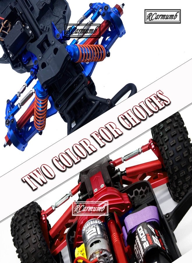 Rcarmumb Upgrades Part for 1/10 Vorteks 4x4 3S Blx,Granite/Senton 4x4 3S Blx & Mega 550,Alloy Front Rear Suspension Arms & Steering Blocks Caster Blocks C-Hubs Stub Axle Carriers,Red - Image 5